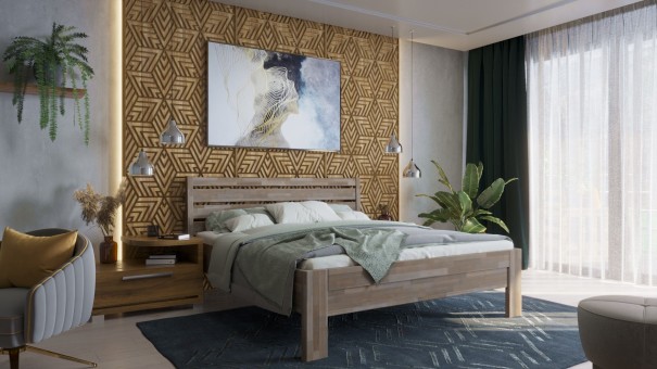 Masivní dřevěná postel z buku nebo dubu