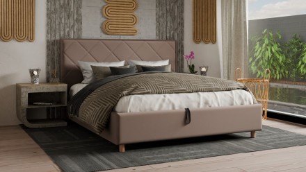 Krásné čelo Klinmam Madison s čalouněnými čtverci se vyznačuje nápaditým designem a dokonalým řemeslným zpracováním.