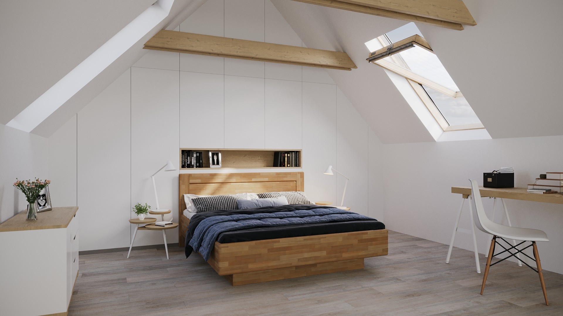 Masívna posteľ s prepracovaným dizajnom vznášajúcej sa postele Siena