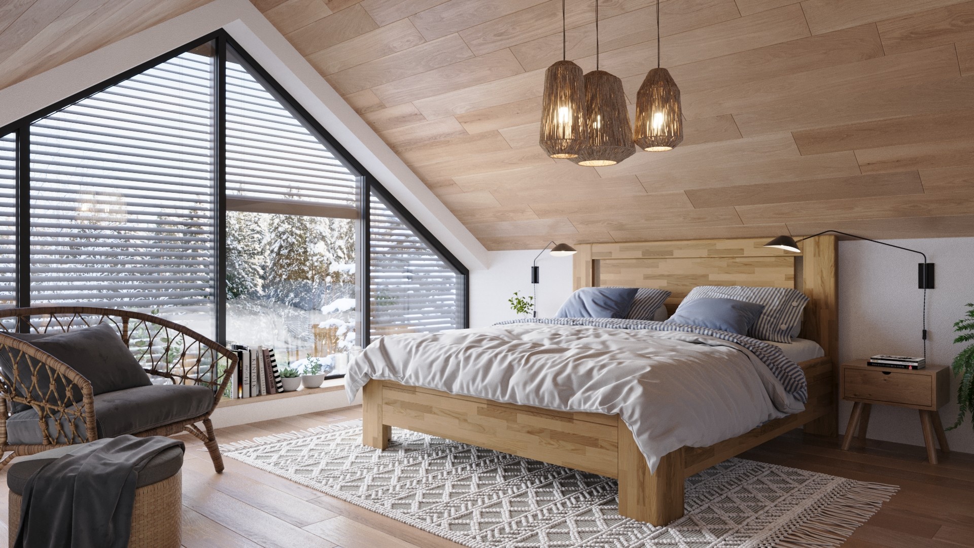 Wysokie i wytrzymałe łóżko z litego drewna Aspen