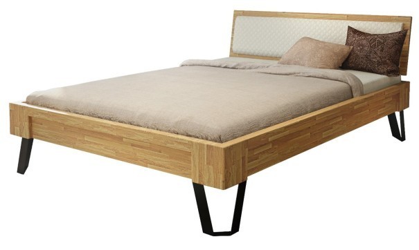 Celomasivní postel v moderním designu s čalouněným čelem