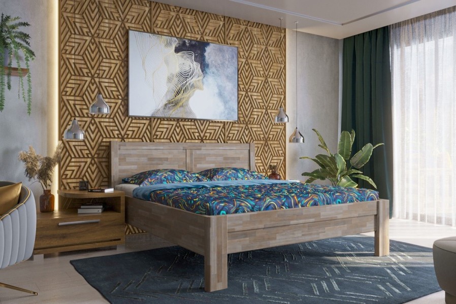 Robustní masivní postel Sion H3 bude důstojnou dominantou vaší ložnice, do které přinese útulnost i komfort.