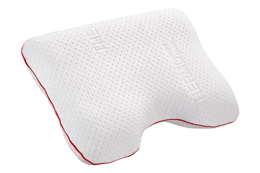 Ergonomicky tvarovaný polštář Tom Eucalyptus z paměťové pěny poskytuje uvolnění krku a snadnější dýchání během spánku.