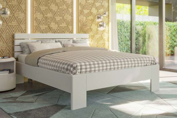 Celomasivní postel TESA má pevnou konstrukci s kvalitními kovovými spoji, které prodlužují její životnost a zvyšují její kvalitu.