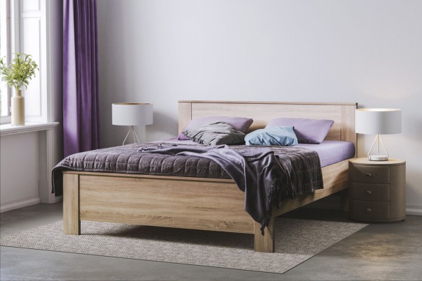 Základní materiál pro výrobu postele Marika je eko-dřevotřísková deska laminovaná v desénu Dub Creme v tloušťce 18 mm.