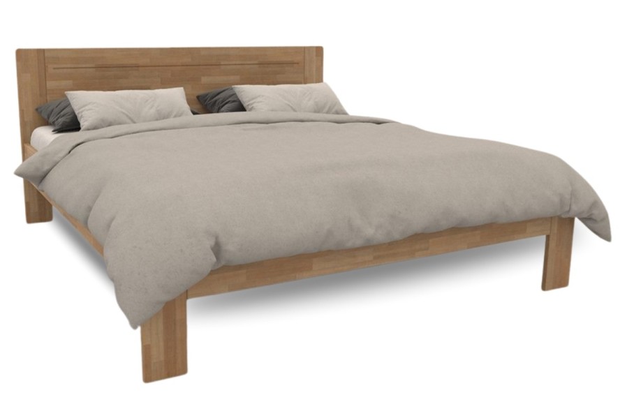 Spojení pevné postele Amien z masivního buku s jednoduchým plným čelem a matrace Air Massage Memory 4.0, která díky paměťové pěně a masážní profilaci poskytuje výjimečný komfort a podporu pro zdravý spánek.