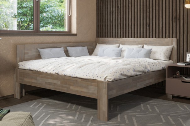 Levně Rohová dřevěná postel Amy, levý roh, provedení BO105, 80x200 cm