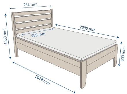 Postel Lugo je praktická, pevná a elegantní celomasivní postel.