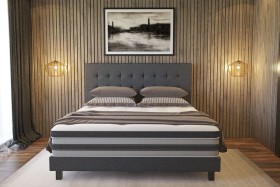 Boxspringová postel moderního designu vhodná pro vyšší matrace Columbus, barva Tetra Graphite