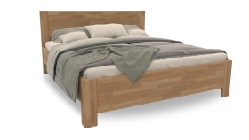 Masivní dřevěná postel s mírně zapuštěným nožním čelem