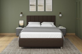 Elegantní čalouněná postel s výrazným čelem Seattle 2.0, barva Lama chocolate