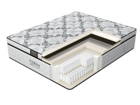 Elegantní matrace Verda Hi-Balance, barva Silver lace, 180x200 cm Výjimečná, komfortní matrace prémiové kvality, která spojuje nejkvalitnější přírodní materiály se systémem taštičkových pružin.