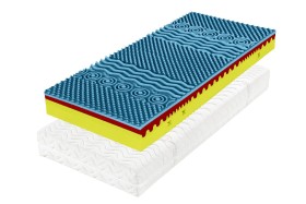 Sendvičová matrace s tuhou a pružnou pěnou vysoké hustoty. Díky skvěle promyšlené kombinaci materiálů v jádru je matrace vysoce odolná vůči zátěži (vydrží až 200 kg).