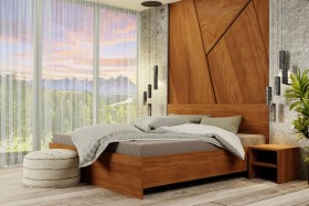Laminovaná dřevotříska tloušťky 25 mm zabezpečuje stabilitu a pevnost konstrukce postele.