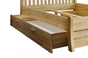 Zásuvka z borovicového dřeva pro postel Felix v přírodní nebo bílé variantě.