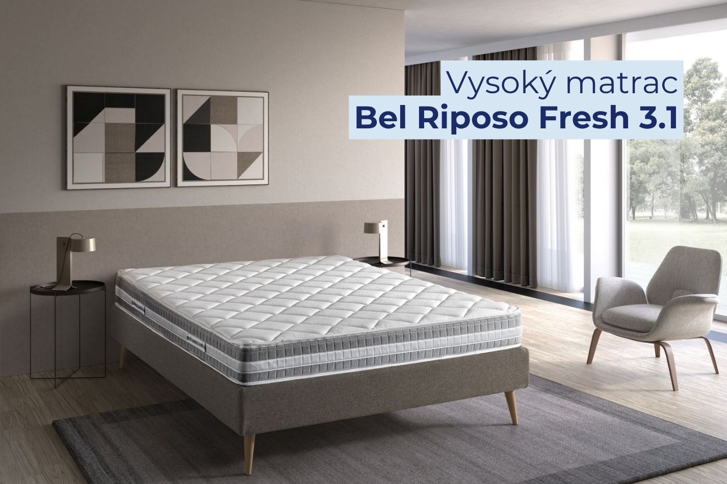 Vysoký matrac s obsahom prírodných vlákien Bel Riposo Fresh 3.1, 80x200 cm