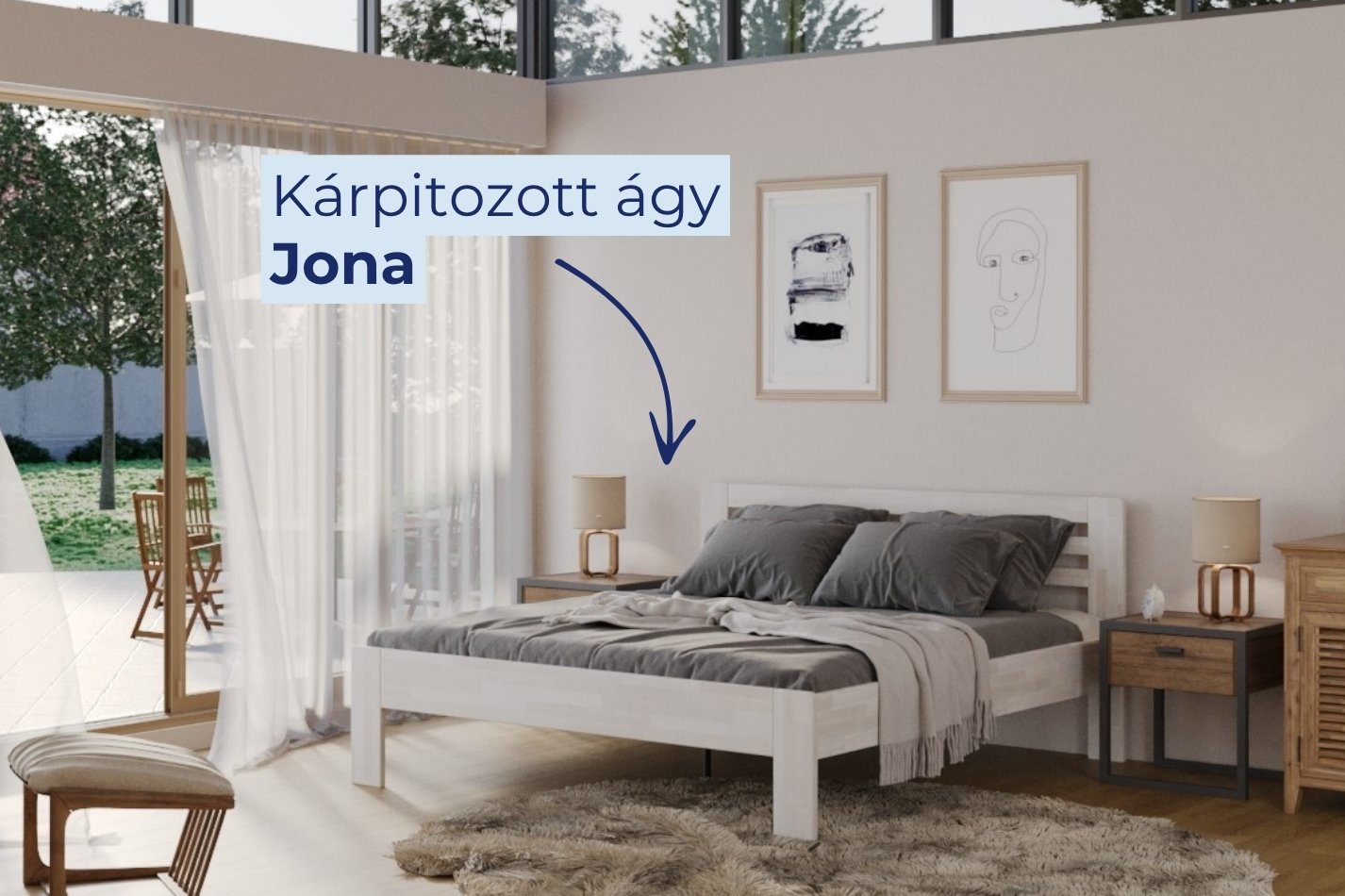 Tömörfa ágy Jona