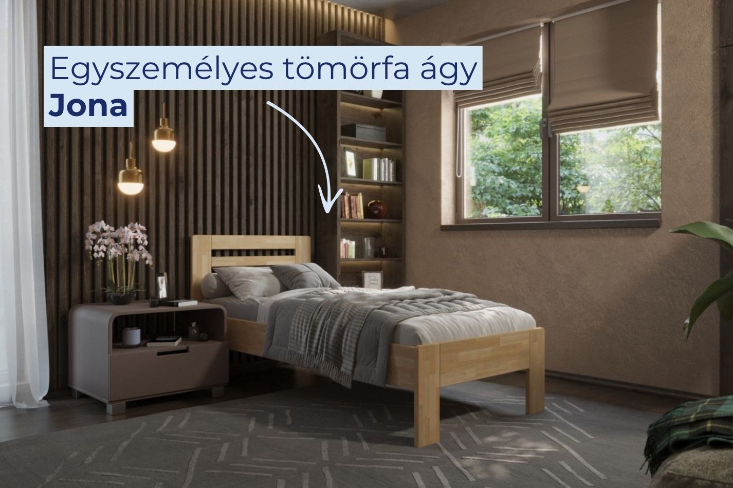 egyszemélyes tömörfa ágy 90x200 cm