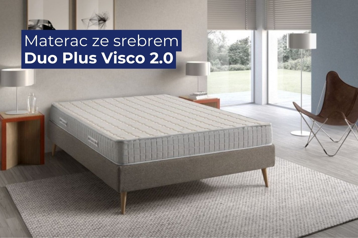 Materac partnerski ze srebrem w pokrowcu Duo Plus Visco 2.0, 80x200 cm
