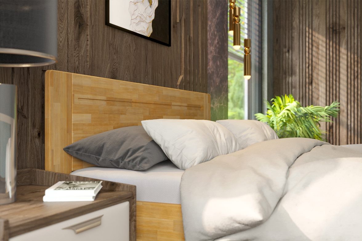 Masívna drevená posteľ s elegantným dizajnom Amien